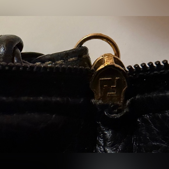 Fendi Leather Pequin Thin Striped Clutch, Pouch, Makeup Bag Vintage EUC - Picture 10 of 16